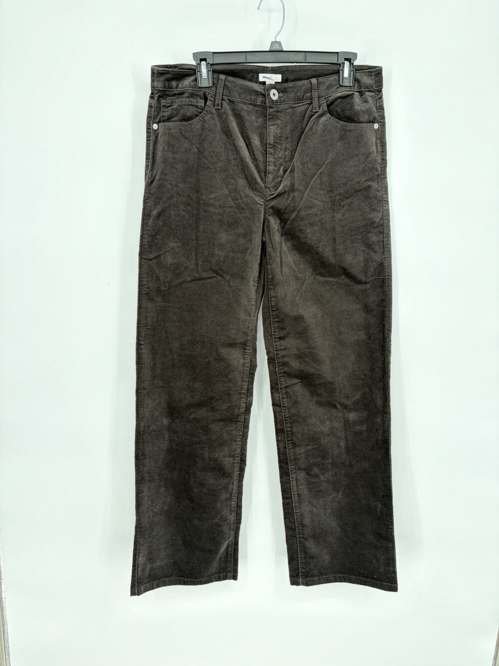 J.Jill Womens Black Velvet Straight Pants Size 12 Soft Stretch Casual Mid Rise